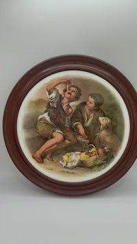 Suisse Langenthal Porcelain Plaque- by Murillo Boys Eating Fruit/with dog