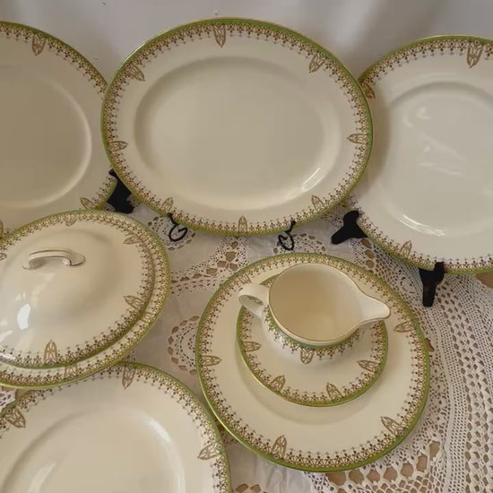 Royal Doulton Tivoli D6210 vintage dinnerware set with plates, tureen, gravy boat, and serving platter