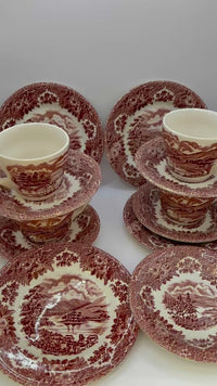 Vintage Set Of English Ironstone Tableware | Brown and Beige