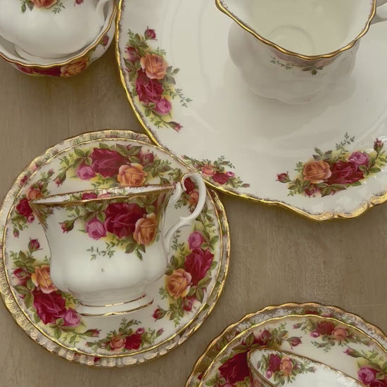 Video of Royal Albert Old Country Roses 22-piece bone china tea and coffee set