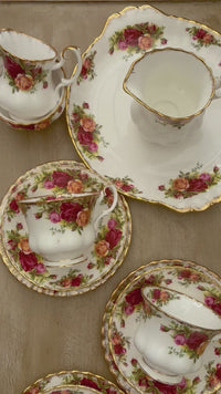 Video of Royal Albert Old Country Roses 22-piece bone china tea and coffee set