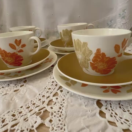 Vintage Wedgwood Lynton bone china tea set with cups, saucers, and plates