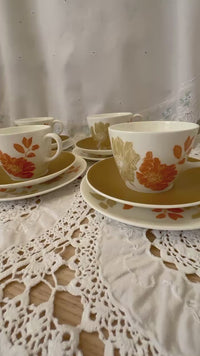 Vintage Wedgwood Lynton bone china tea set with cups, saucers, and plates