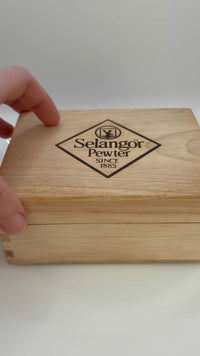 Vintage Set of 4 Royal Selangor Pewter Napkin Rings in Original Wooden Box