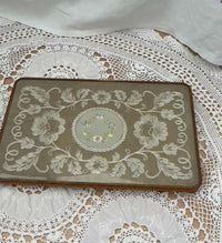 Brass and Glass Dressing Table Tray | Embroidered Design