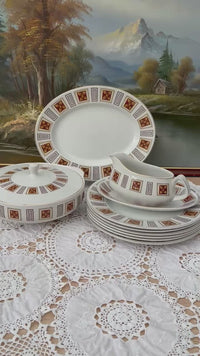 Wood & Sons Alpine White 10‑piece dinner service with tureen, oval platter and gravy dish