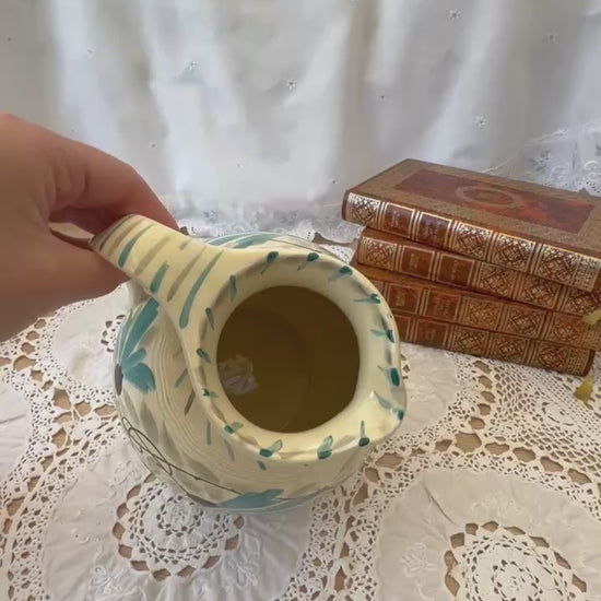 Art Deco Myott ceramic jug with twisted handle vintage pottery pitcher