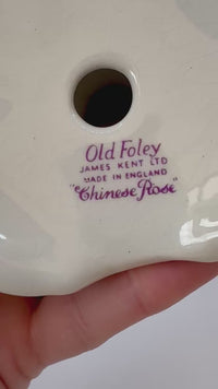 Vintage James Kent Old Foley Candlesticks Pair Chinese Rose