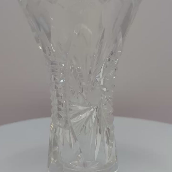 Elegant Waterford crystal vase with fine cut design for flower display