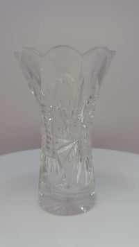 Elegant Waterford crystal vase with fine cut design for flower display