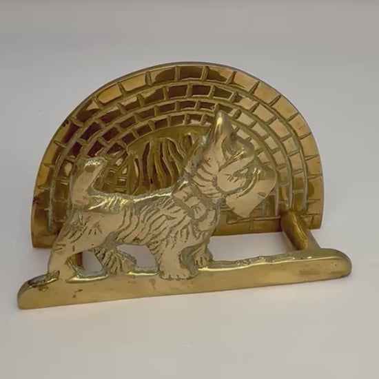 Video of Vintage brass Scottie dog letter and napkin holder