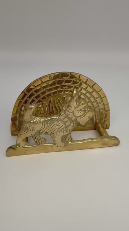 Video of Vintage brass Scottie dog letter and napkin holder