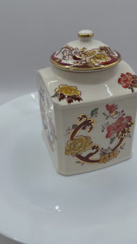 VIDEO OF Vintage Mason's Brown Velvet Ginger Jar with Gilt Accents and Lid