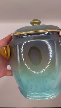 Vintage Maling  Blue Lustre Biscuit Barrel Cookie Jar