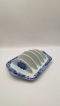 Vintage Spode Blue Italian Four Division Toast Rack W18.5cm, England 1976-1999
