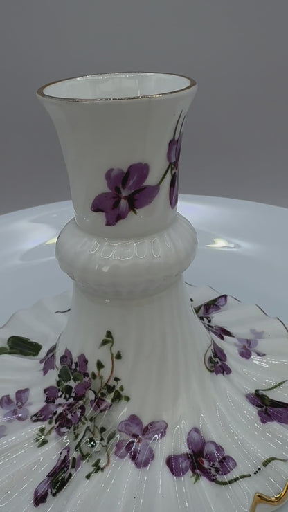 Hammersley Ceramic Candle Holder – Victorian Violets, Bone China, England, Vintage