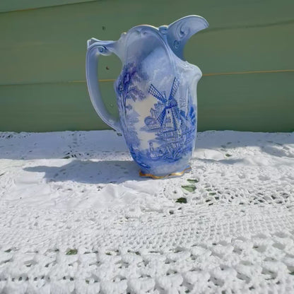 Vintage Palissy jug with windmill design from Royal Collection, 1960s