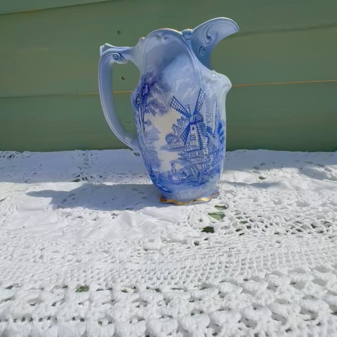 Vintage Palissy jug with windmill design from Royal Collection, 1960s