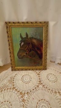 1967 signed horse portrait, vintage framed equestrian wall art