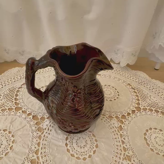 Rare vintage Govancroft Scotland brown pottery jug with unique design