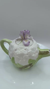 Decorative Ceramic Tea Pot with Iris Flower